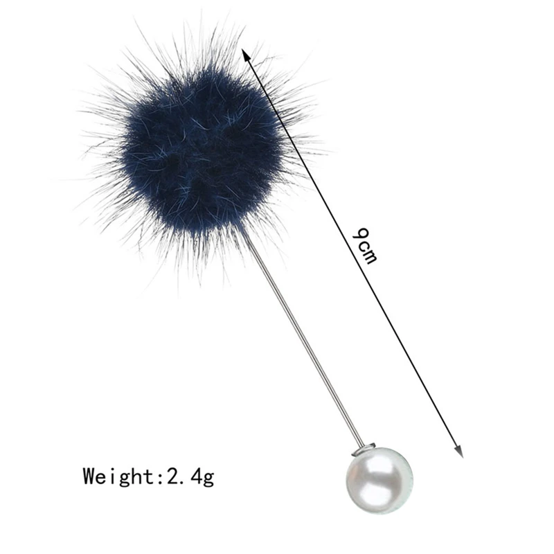 Женская мода милая плюшевая повязка для волос булавки с шариком Броши жемчуг брошь с искусственным жемчугом длинные иглы Броши кардиган свитер ювелирные изделия