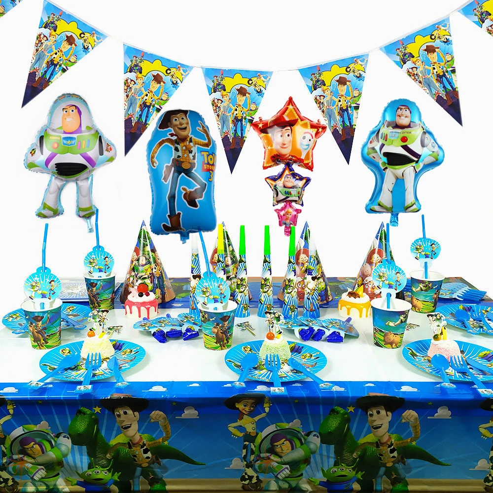 Decoraciones de fiesta de cumpleaños para niños, vajilla desechable con  diseño de Toy Story, Buzz Lightyear Woody, plato de taza de papel para Baby  Shower|Vajilla de fiesta desechable| - AliExpress