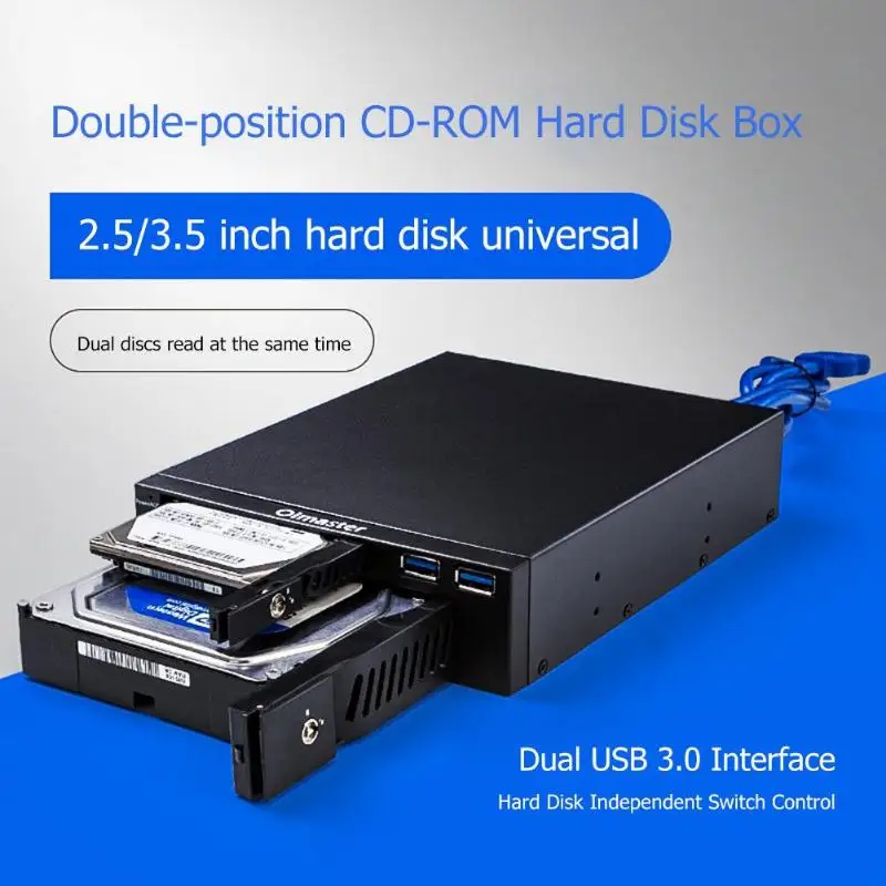 Oimaster 2 5 3 5 inch Internal HDD SSD Case Box Dual USB3 0 Optical Drive 4