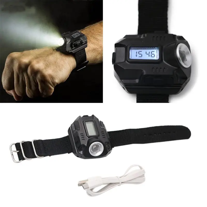 

Wrist Watch Light Flashlight USB Rechargeable SOS Function Torch for Outdoors