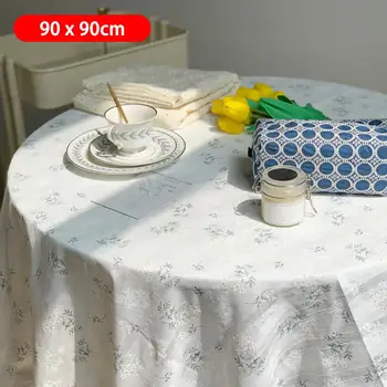 

90*90cm Idyllic Fresh Lace Floral Tablecloth Printed Placemat Coffee Table Cloth Tablecloth Cover Cloth Table Mat