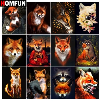 

HOMFUN 5D DIY Full Diamond Embroidery "Fox animal raccoon" Diamond Painting Cross Stitch Rhinestone Home Decoration