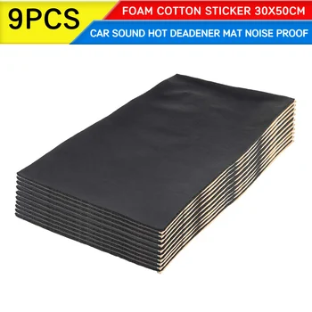 

9pcs Car 0.6cm/1cm Sound Hot Deadener Mat Noise Proof Bonnet Insulation Deadening Engine Firewall Heat Foam Cotton Sticker