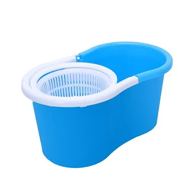 

360° Spin Mop with Bucket & Dual Mop Heads Blue Ultra Slim Microfiber Mop