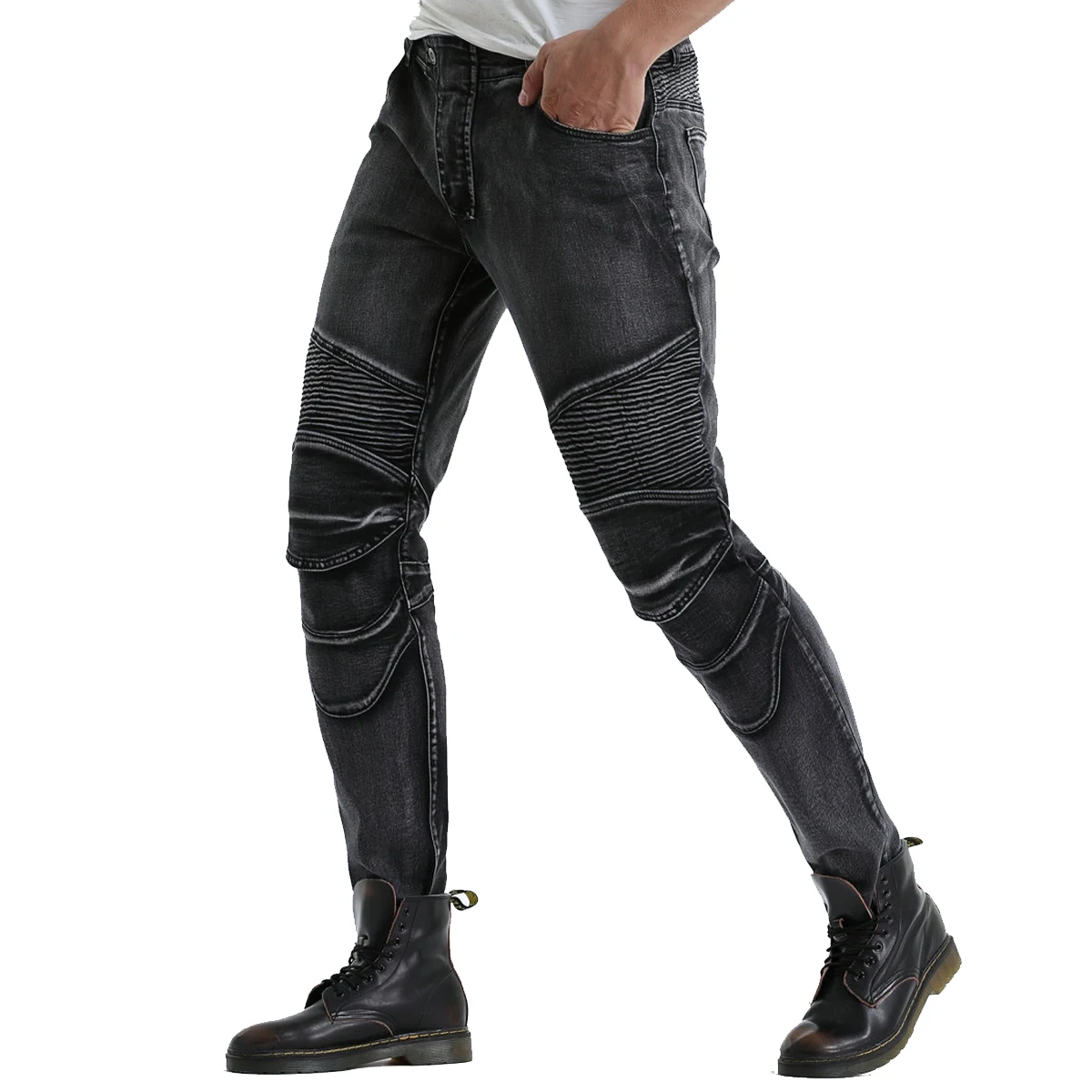 Байкерские джинсы для мужчин мотоцикл брюки для верховой езды с 4 х обновления колено набедренная защита внедорожных грязи велосипед панцири защитные штаны