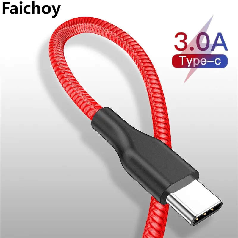 

3A USB Type C Cable For Huawei Xiaomi Redmi Note USB-C Mobile Phone Fast Charging Type-C Cable for Samsung Galaxy S9 S8 Plus S10