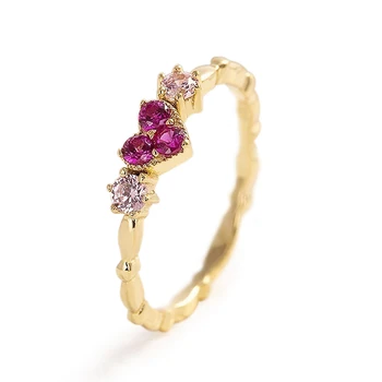 

Huitan Heart Ring Creative Design Women Ring With Two-Tone Cubic Zircon Fashion Wedding Engagement Ring Femme Jewelry With 6-10