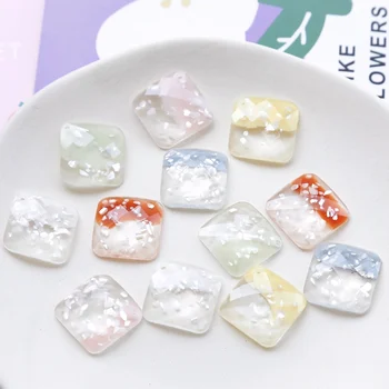 

Summer Ice Cream Color Fritillaria Pigment Epoxy Enclosed Square Pendant Japanese Handmade Earrings DIY Accessories