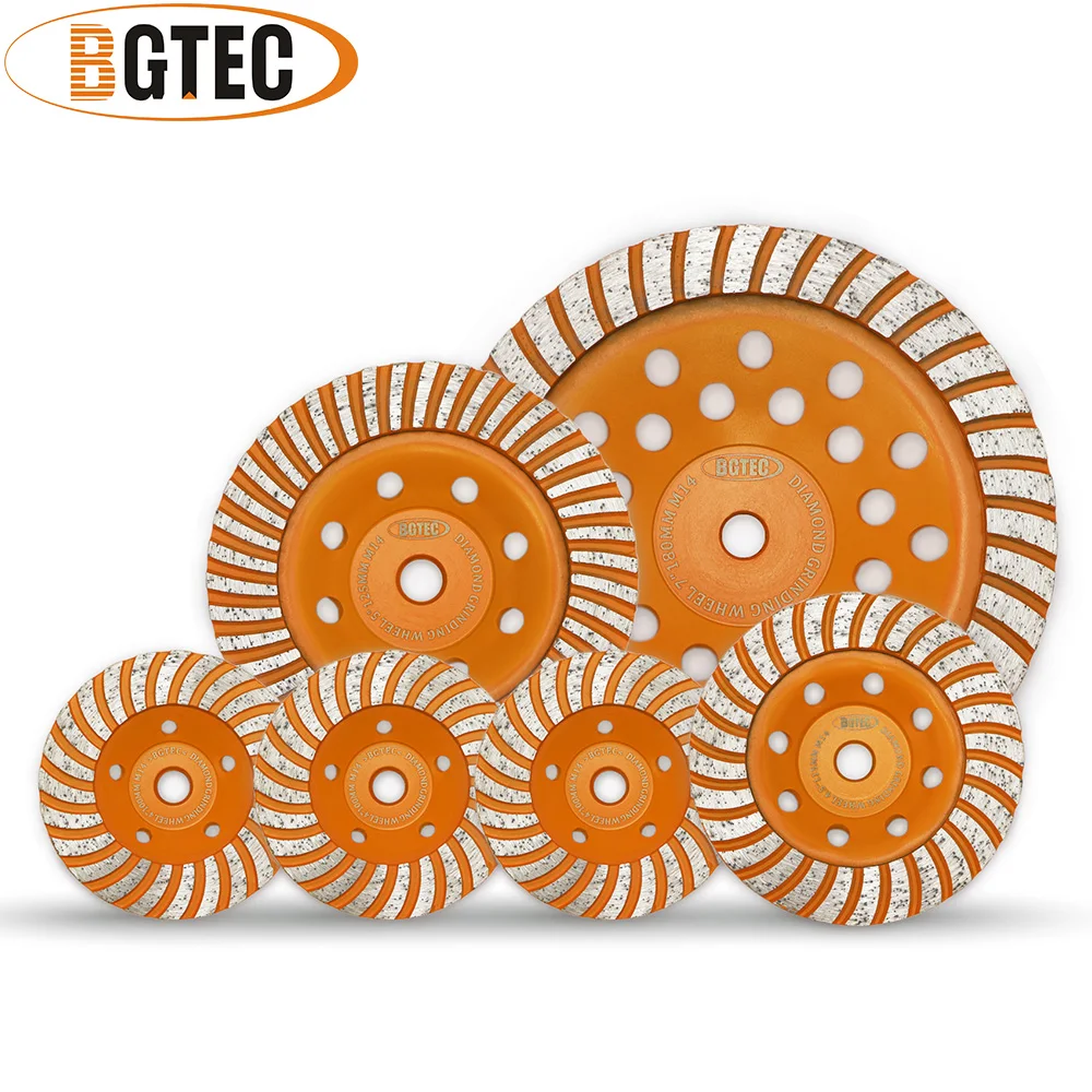 BGTEC 1pc M14 Thread Dia100/115/125/180mm Diamond Turbo Row Grinding Cup Wheel Polishing Marble Concrete Granite Disc Grinder 3 4 5 6 7 inch diamond disc for granite marble concrete stone wet polishing wheel 80 100 125 150 180mm diamond disc for grinder