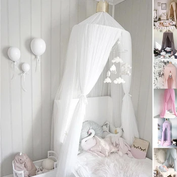 

Princess Mosquito Net Bed Canopy Tulle Yarn Bedding Round Dome Netting Curtain Baby Kids Home Decor Curtain Room Decoration D40