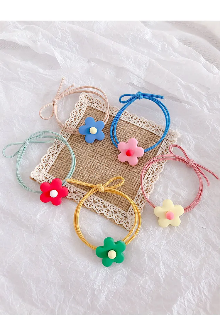 500pcs/lot DIY Multi ABS Double-deck Hair Rings Cartoon Flower Bowknot Rubber Bands Styling Tools Accessories HA606