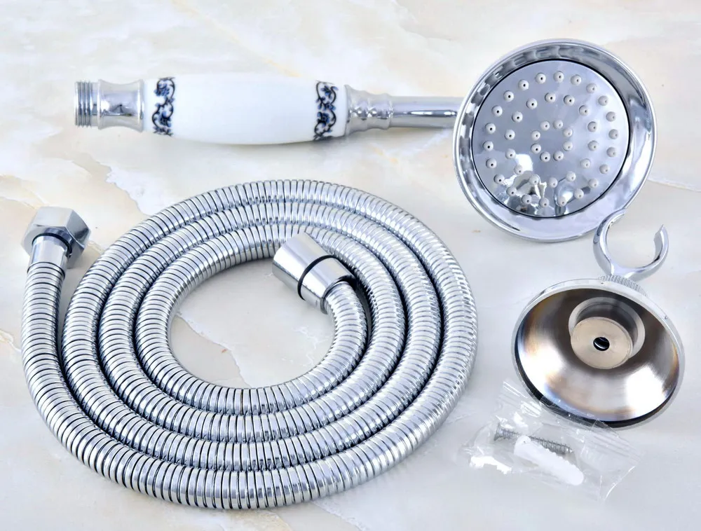 

Polished Chrome Brass Bathroom Telephone Shape Hand Spray Bracket Handheld Shower head 1.5m Hand Held Shower Head Hose mhh026