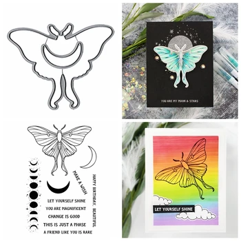 

Metal Cutting Dies Match Clear Transparent Stamps Butterflies Varies Size Moon Scattered Spot Best Wishes DIY Craft Cards 2020