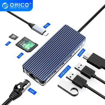 

ORICO USB C HUB Type C to Multi USB 3.0 HDMI VGA PD RJ45 Card Reader Adapter Transparent USB Splitter for MacBook Pro Huawei