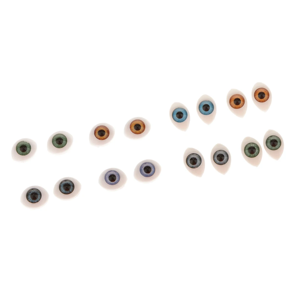 8 Pairs Oval Flat Realistic Plastic Eyes for Mask Doll Making Supplies 5mm 6mm