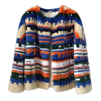 

Natural Fur Coat Women Winter Real Mink Fur Jackets Warm THickening Outwear Top Quality abrigos de mujer 1838 MF413