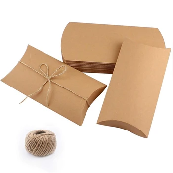 

100pcs Wedding Gift Boxes Kraft Pillow Shape Wedding Favor Gift Box Party Candy Box Festive Party Supplies