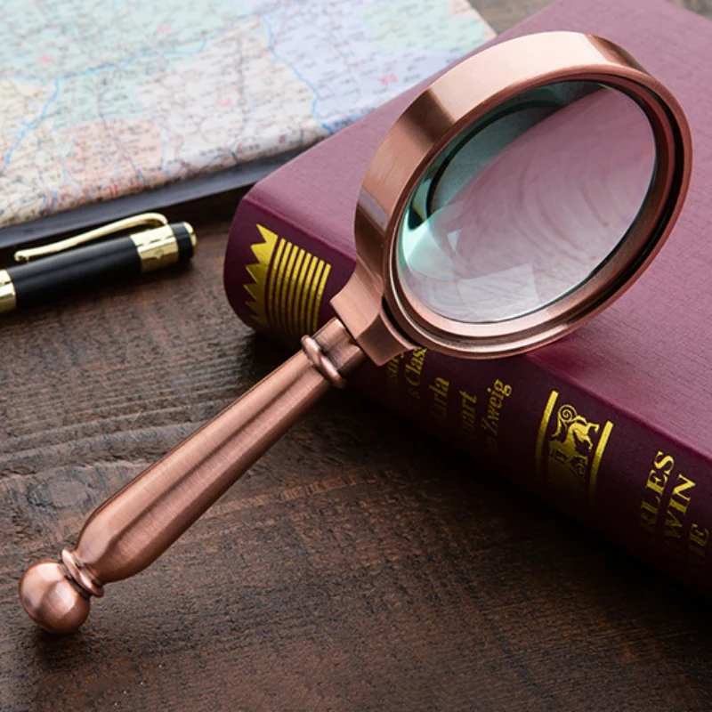 

Portable 10X Magnifying Glass Handheld Retro Metal Magnifier For Jewelry Newspaper Book Reading High Definition Eye Loupe Glass
