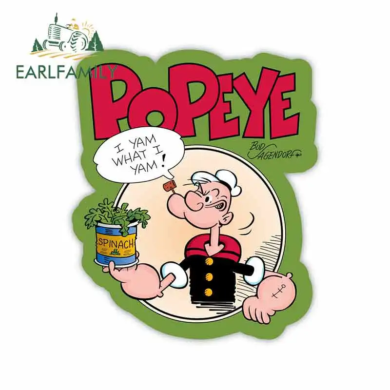 

EARLFAMILY 13cm x 11.1cm for Popeye The Sailor Funny Car Stickers Cartoon Anime Bumper Trunk Truck Graphics Vinyl JDM Fine Decal