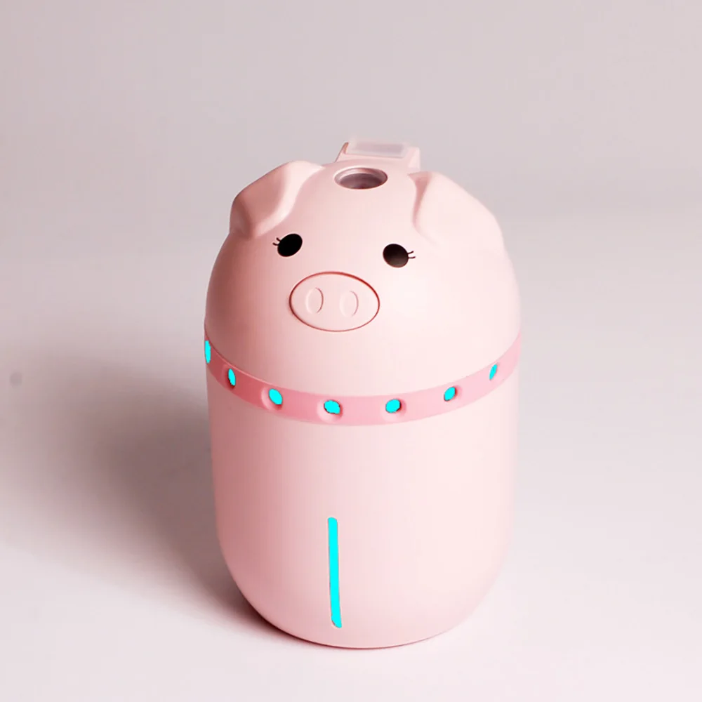 Розовый Мини USB Арома диффузор мультфильм свинья увлажнитель воздуха эфирные масла диффузор Красочный Светодиодный свет fogger парогенератор освежитель воздуха автомобиля - Цвет: Розовый