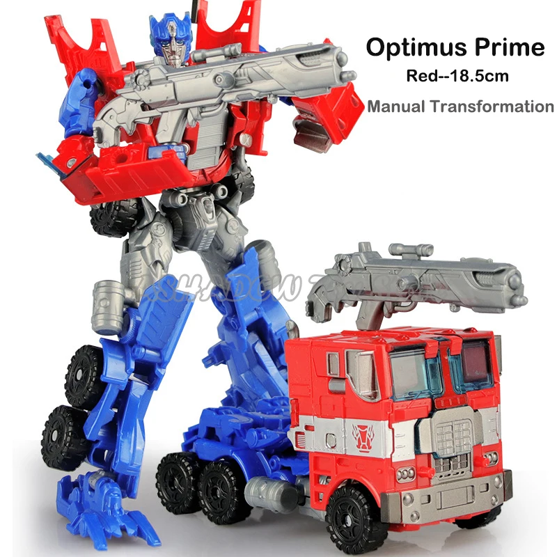 Лидер продаж! 19 см Большой размер трансформер Робот Модель автомобиля пластиковая фигурка Шмель Оптимус Трансформация игрушки для детей - Цвет: Optimus Prime-Red