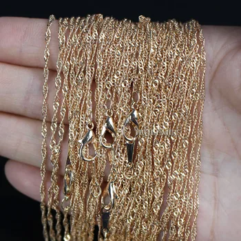 

Wholesale Lots 10pcs/lot 2mm KC Gold Color Water Wave Chain Necklaces 16" 18" 20" 24" Fashion Jewelry Necklace Chains