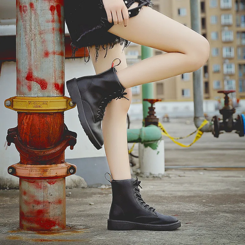 

2019 Autumn And Winter New Style British Style Retro Martin Boots Women's Lace-up Chunky-Heel Short Boots INS Handsome Motorcycl