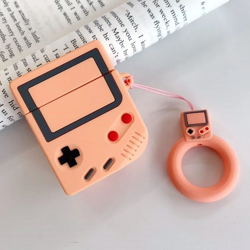 Pink 7 цветов Ретро игровая консоль стиль силиконовый защитный чехол для наушников чехол для Apple Airpods 1 2 с кольцевой пряжкой - Цвет: Pink