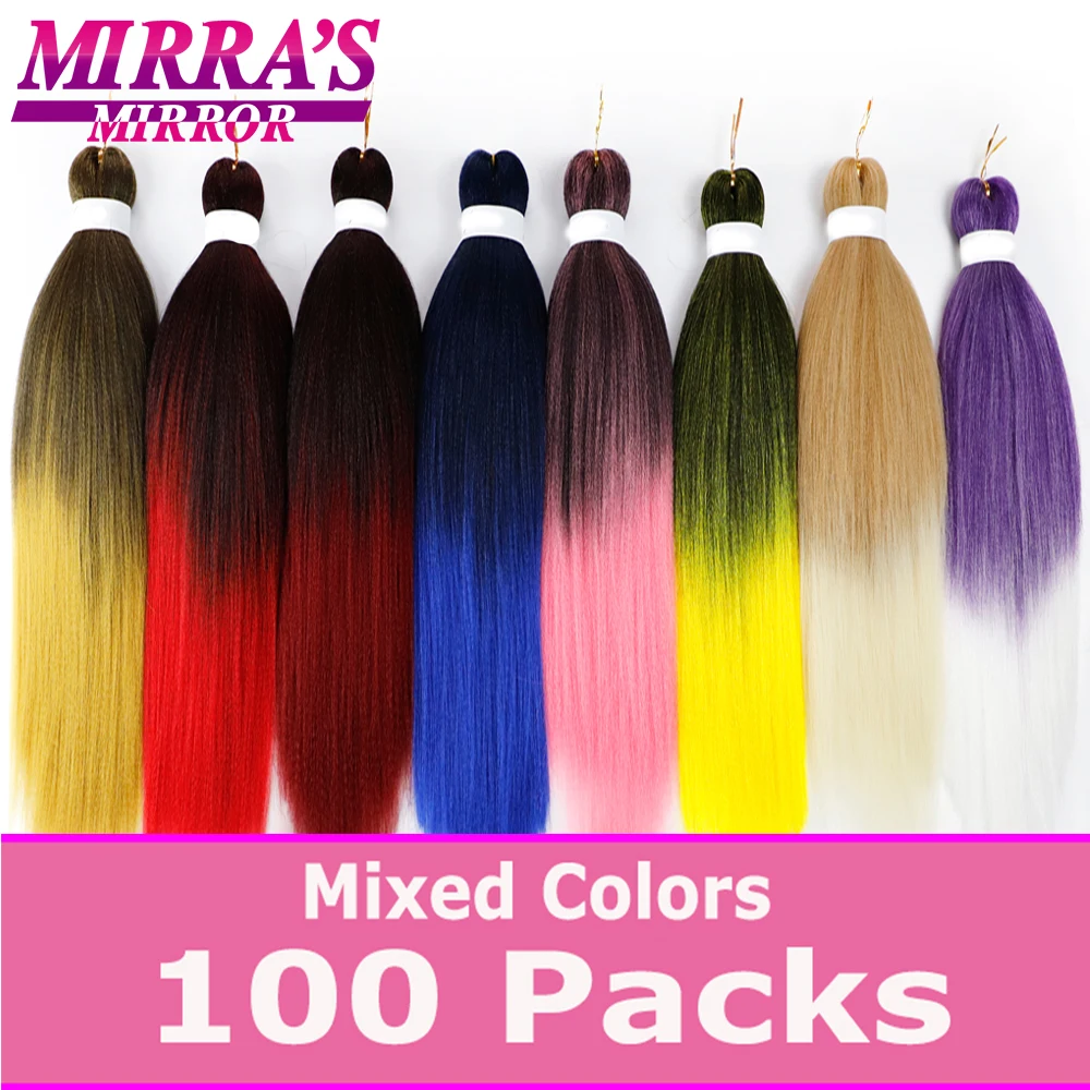 Mirra's Mirror Pre Stretched Braiding Hair 100pcs Braids Wholesale Synthetic Hair Extensions For Box Braid Low Temperature Fiber