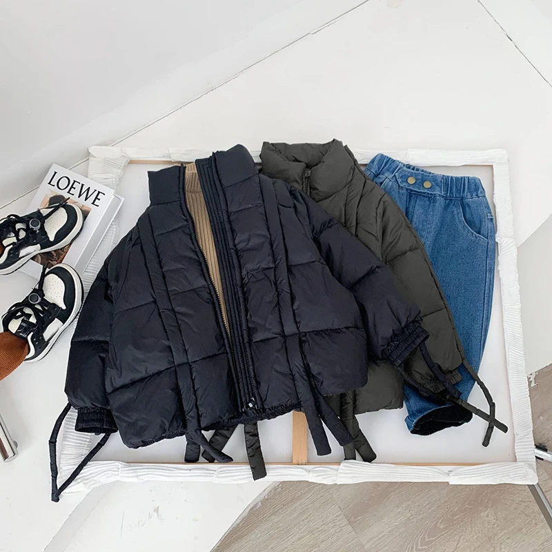 Children's Down Jacket Autumn Winter Fasdhion Solid Turtleneck Warm Boys Coat Lightweight All-match Kids Outerwear