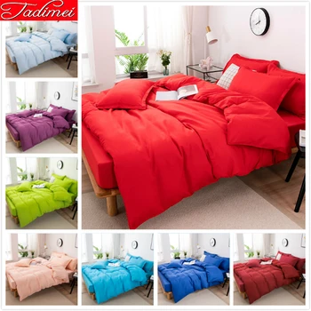 

Red Pure Color Duvet Cover Pillowcase Set Adult Couple Girl Bed Bag Quilt Single Twin Queen King Size 150x200 180x220 220x240 cm