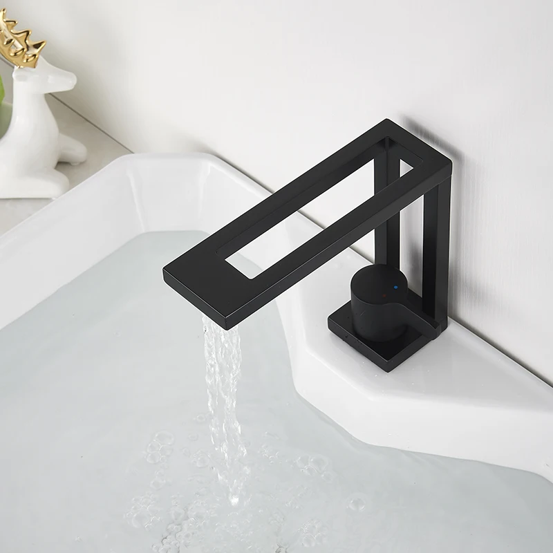 Красивый дизайн матовый черный бортике Ванная комната смеситель раковина кран для горячей и холодной воды, водопроводный кран для раковины