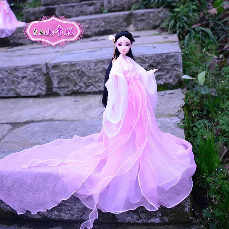 Китайская античная кукла BJD кукла, набор игрушек 12 суставов 30 см принцесса игрушка семья девушка серии рождественские подарки - Цвет: Фиолетовый