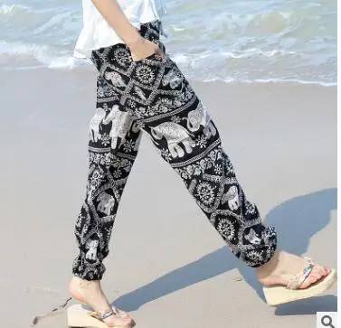 1pcs/lot Elephant Pants Harem Summer Casual Boho Beach Casual Summer Elastic Waist Mid Waist Elephant Pants