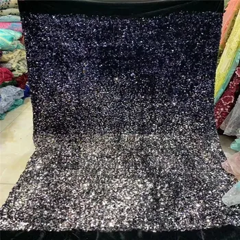 

Best Quality velvet African Net Lace Fabric High Quality sequins Embroidery Nigerian French Tulle Mesh Lace For Wedding Party