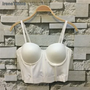 

rene Tnnie Classic Black And White Backless Tube Top Solid Color Corset Small Strap Removable Shoulder Sexy Charming Camisole