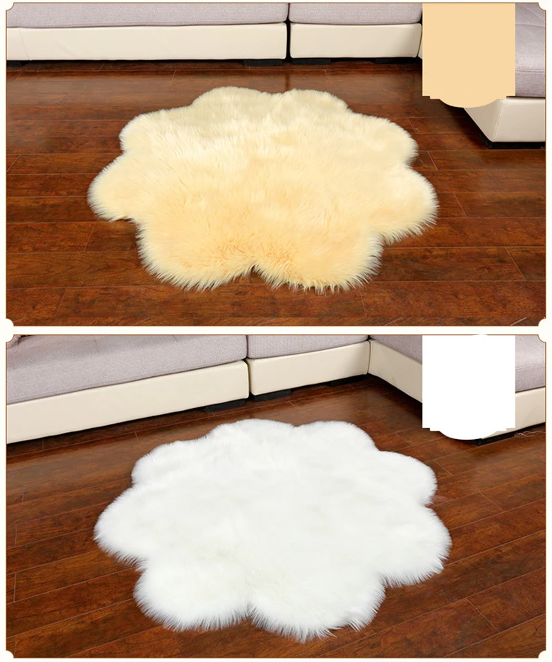 Furry tapetes Shape Artificial Fur Sheepskin Rug Kids Room living Room Carpet Plum Flower Design Mat Photography Free shipping