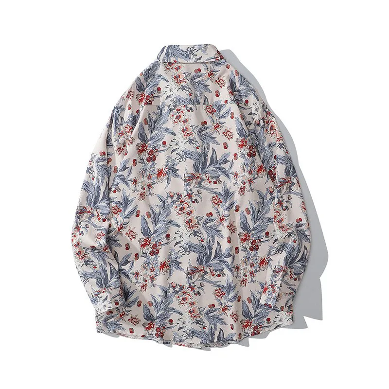 Men Shirt 2021 New Arrival Spring And Autumn Trend Loose Flowers Leaf Beautiful Male Shirt Thin Chinese Style S120