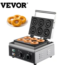 VEVOR 5/6 Hole Electric Donut Waffle Maker Sandwich Crepe Machine Stainless Steel Kitchen Breakfast Cooking Appliance Commercial