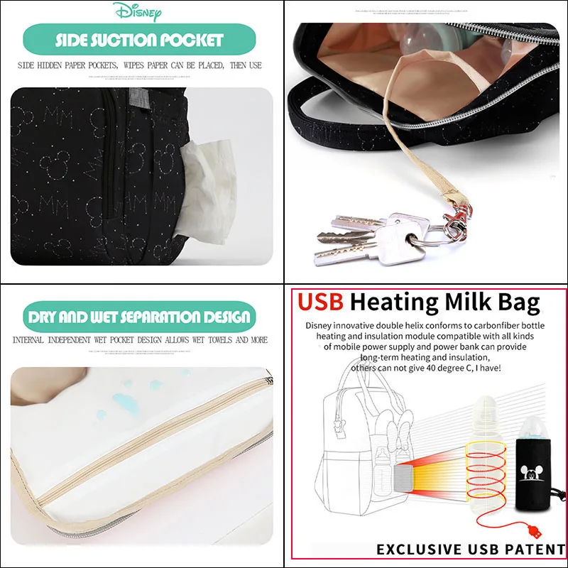 Najtaniej Disney torba na pieluchy plecak dla mamy dziecko torba macierzyństwo na opieka nad dzieckiem torba na pieluchy wózek podróżny USB ogrzewanie wyślij bezpłatnie 1Piar haki
