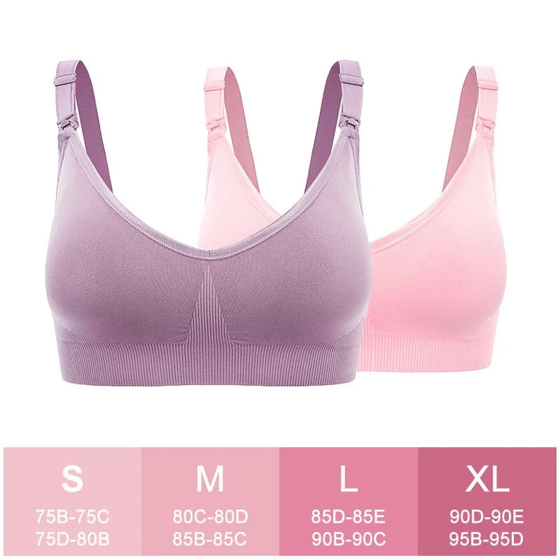 ANTONGMI Breast Feeding Bras Maternity Nursing Bra Sleep Bras for Nursing Pregnant Women Soutien Gorge Allaitement 3 Colors - Цвет: Purple Pink