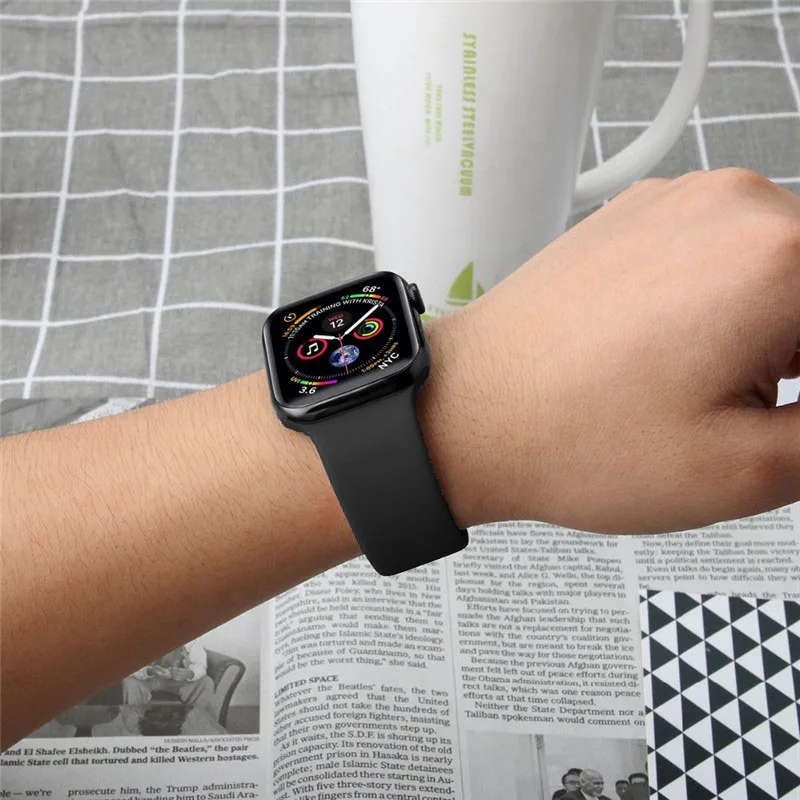 Мягкий силиконовый спортивный ремешок для Apple Watch 5 4 3 2 38 мм 42 резиновый часов Iwatch