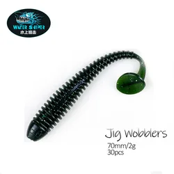 Water Sniper 70mm 1.5G Worms Soft Bait 30PCS Jig Wobblers  Salt Smell Silicone Swing Tail Bass Fishing Lure