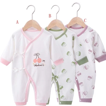 

Newborn Lace-up Romper Cotton Jumpsuit Closed-door Romper Baby All Seasons New Born Baby Clothes Knitted Baby Clothes
