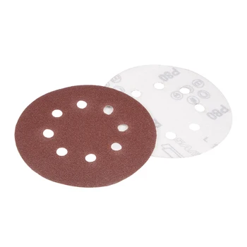 

uxcell 10Pcs 5 Inch 8 Hole Hook and Loop Sanding Disc 80 Grit Flocking Sandpaper Random Orbital Sander Paper