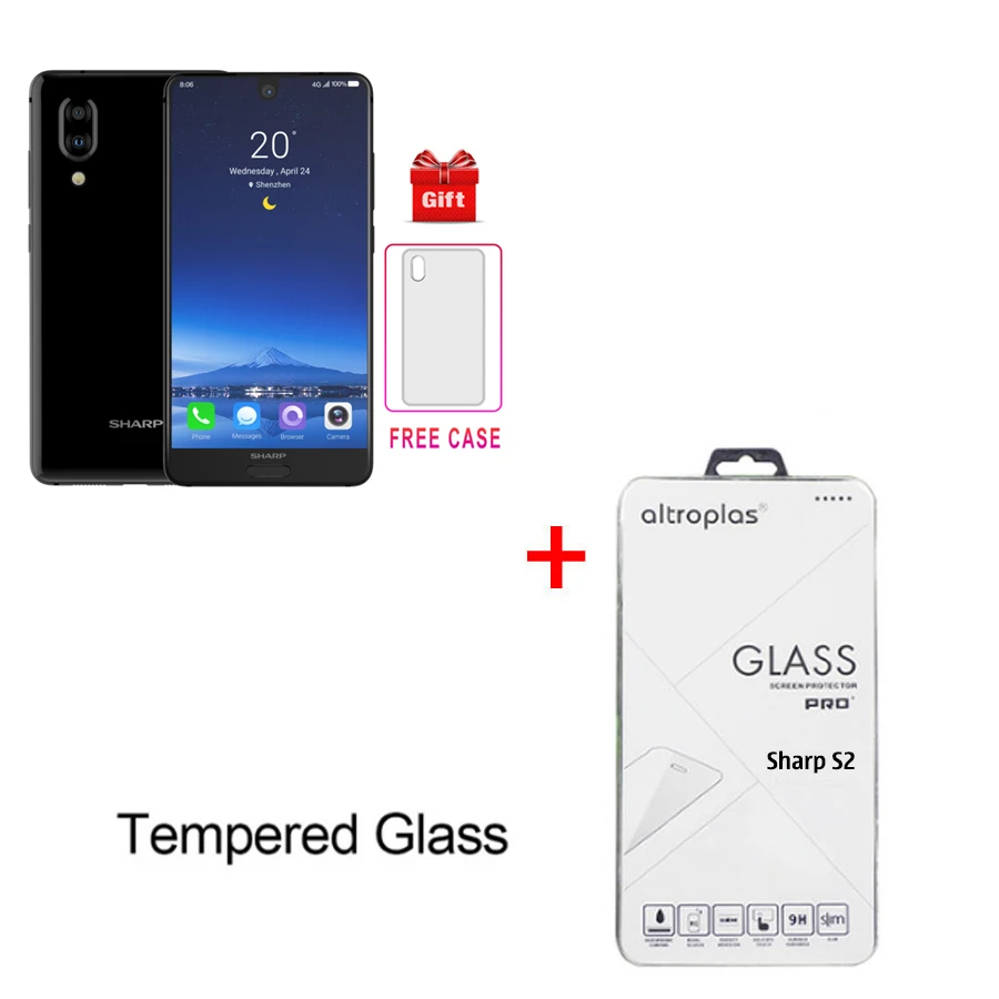 Смартфон SHARP AQUOS C10 S2 Android 8,0 4 Гб+ 64 Гб 5,5 ''FHD+ Восьмиядерный Snapdragon 630 с функцией распознавания лица NFC 12 МП 2700 мАч 4G мобильный телефон - Цвет: Black N Temper Glass