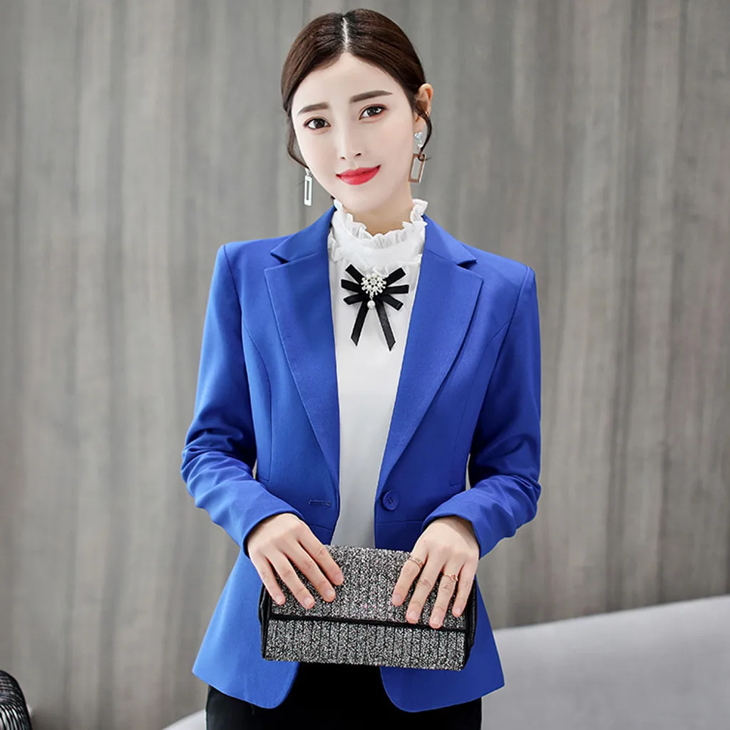 elegant white blazer women suit high quality office ladies jacket suit blazer mujer Slim fit single button solid d91023