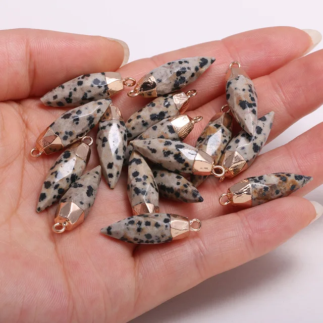 1pcs Natural Stone Crystal Faceted Rose Quartzs Pendant For DIY Jewelry Making Necklace Accessories Women Gift Size 13x26mm Damation Jasper