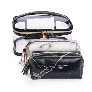 

3 Pcs/ Set PVC Cosmetic Bag Portable Travel Makeup Bags Marbling Printing Toiletry Pouch M2EB
