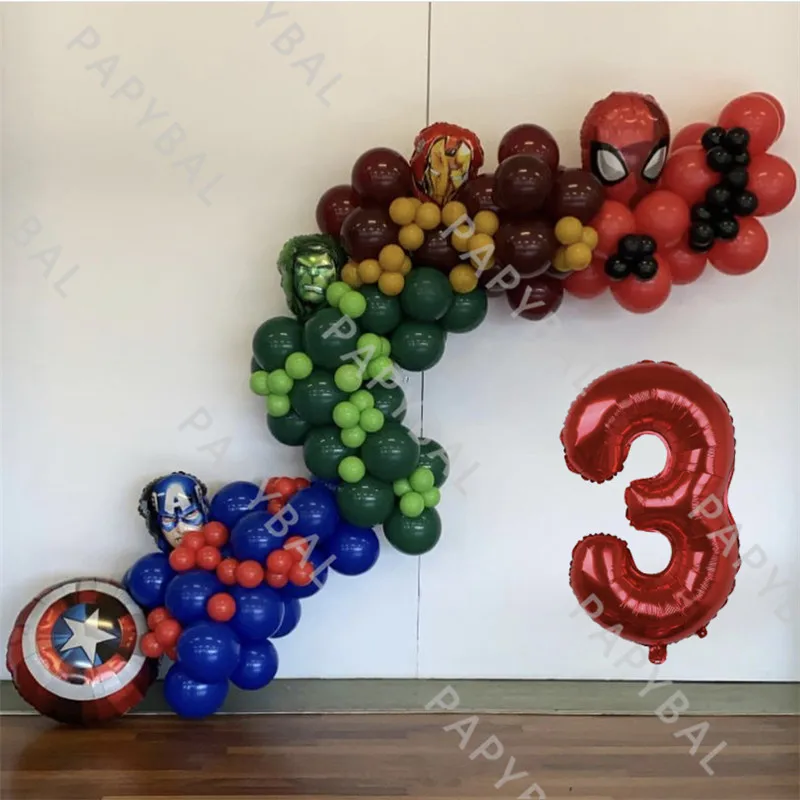 

137Pcs Marvel Spiderman Iron Man Aluminum Foil Balloon Set 32inch Birthday Number Balloon For Baby Shower Globos Kids Gifts